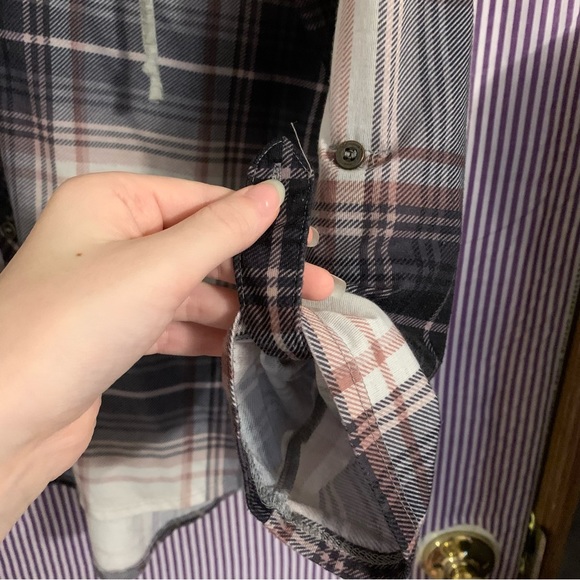 Plaid Button Up with Hoodie - Picture 2 of 4